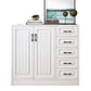 Modern White Accent Chest with Drawers 14.96" Wide Side Cabinet with Door