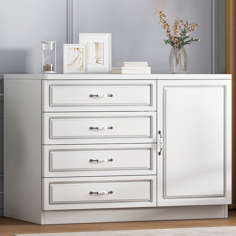Modern White Accent Chest with Drawers 14.96" Wide Side Cabinet with Door