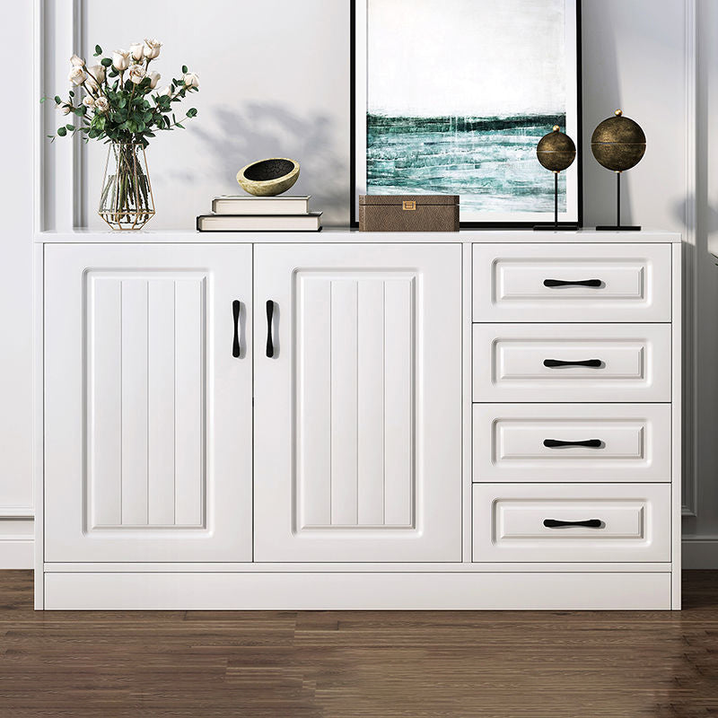 Modern White Accent Chest with Drawers 14.96" Wide Side Cabinet with Door