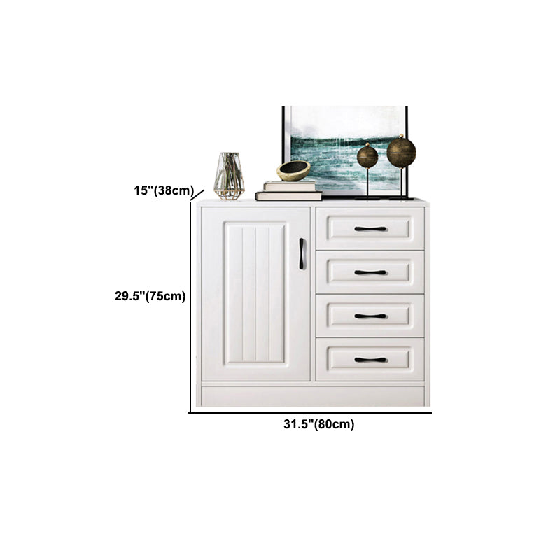 Modern White Accent Chest with Drawers 14.96" Wide Side Cabinet with Door