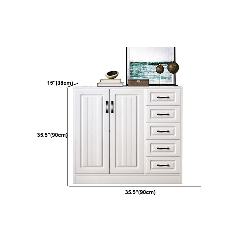 Modern White Accent Chest with Drawers 14.96" Wide Side Cabinet with Door