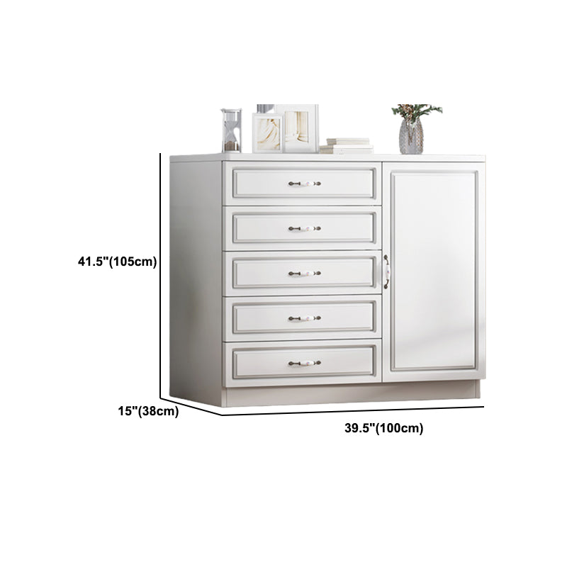 Modern White Accent Chest with Drawers 14.96" Wide Side Cabinet with Door