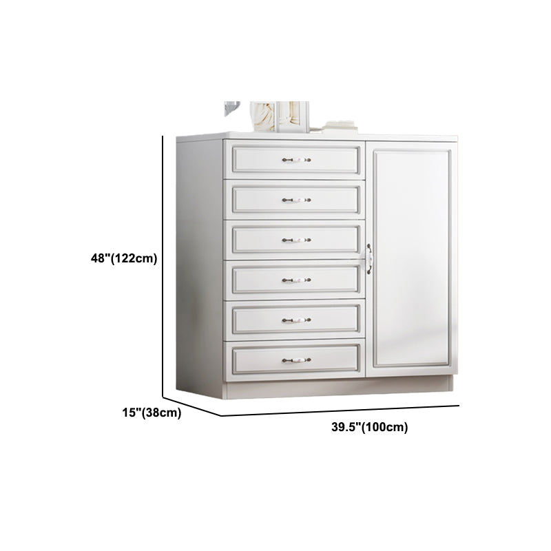Modern White Accent Chest with Drawers 14.96" Wide Side Cabinet with Door