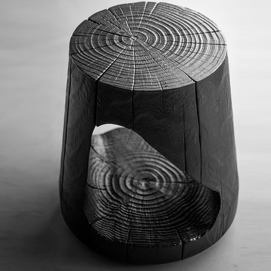 Contemporary Style Side End Table Wooden Pedestal Sofa Side Accent Table in Black