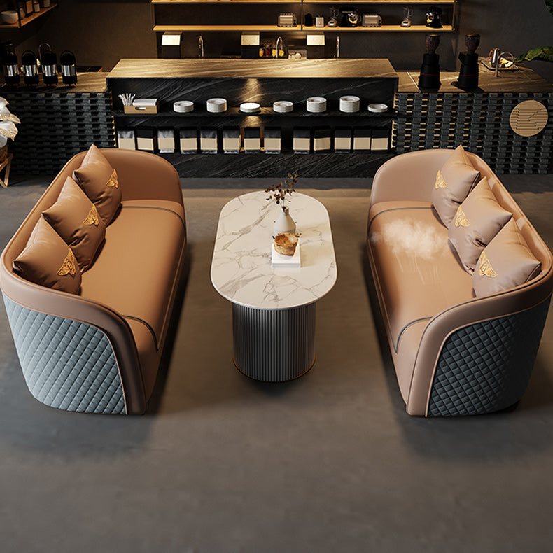 Divano a braccio di smoking in pelle finta 25,59 "divano contemporaneo largo con schiena stretta