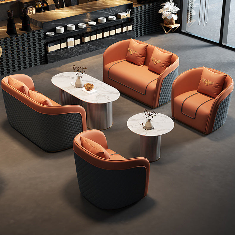 Divano a braccio di smoking in pelle finta 25,59 "divano contemporaneo largo con schiena stretta