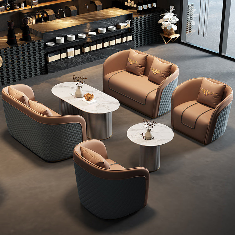 Divano a braccio di smoking in pelle finta 25,59 "divano contemporaneo largo con schiena stretta