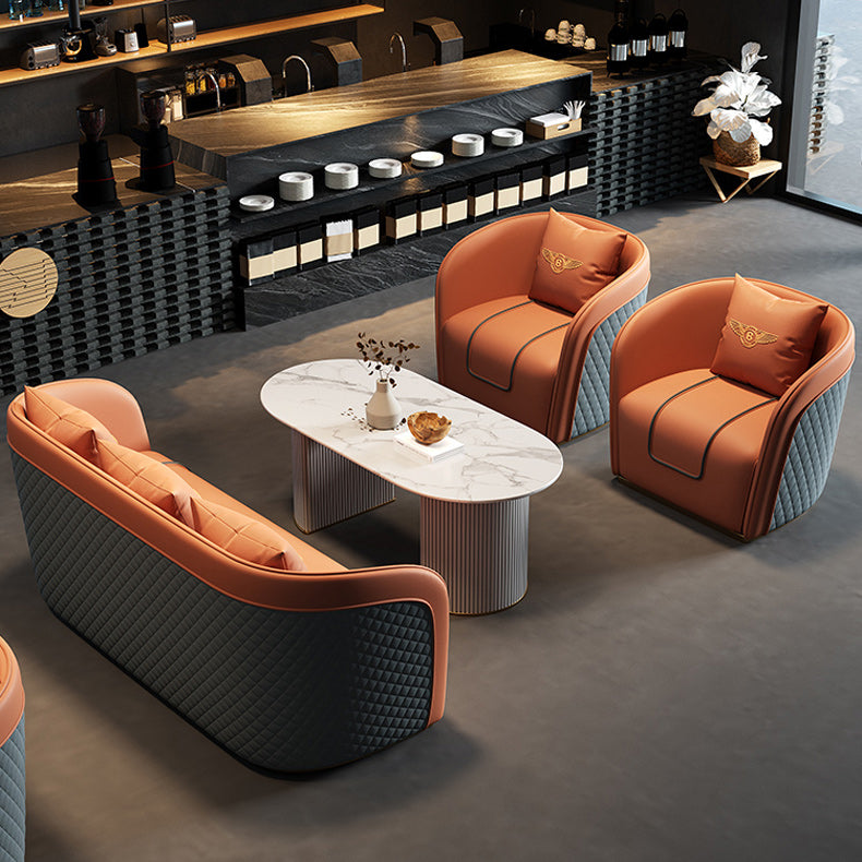 Divano a braccio di smoking in pelle finta 25,59 "divano contemporaneo largo con schiena stretta