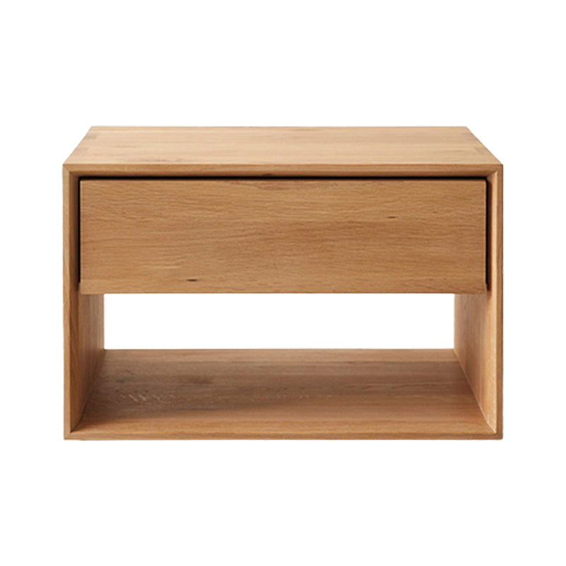 パールウッドベッドサイドキャビネット1引き出しコンテンポラリーオープンストレージベッドナイトスタンド