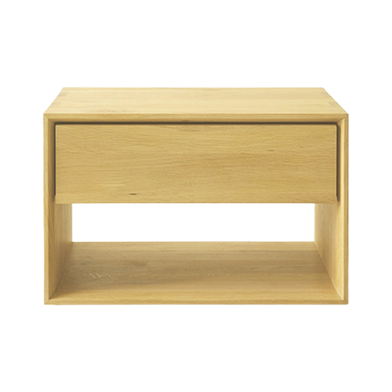 パールウッドベッドサイドキャビネット1引き出しコンテンポラリーオープンストレージベッドナイトスタンド