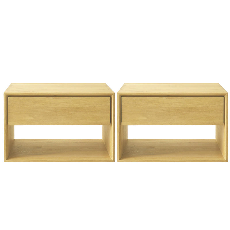 パールウッドベッドサイドキャビネット1引き出しコンテンポラリーオープンストレージベッドナイトスタンド