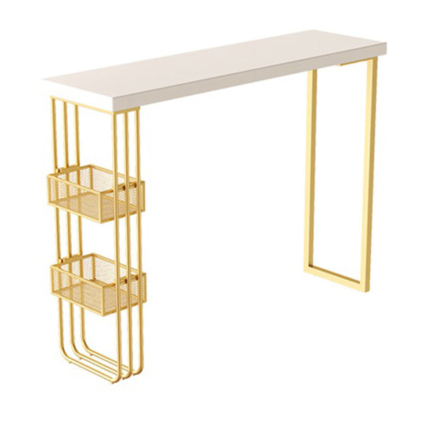 White Top Bar Table with Storage Base Glam Pub Table with Gold Metal Frame Wood Without Chairs Clearhalo 'Bar Furniture' 'Bar Tables' 'bar_tables' 'furn' 'furn_bar_tables' 'Furniture' 'Kitchen & Dining Furniture' 5737670