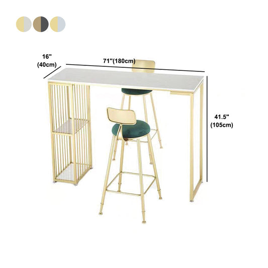 Tavolo da bar in stile glam rettangolo tavolo da pranzo a barre fissa con spazio