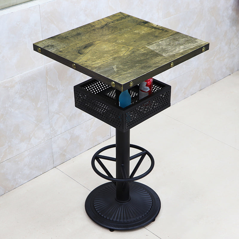 Industrial Wood Top Bistro Table Matte Finish Bar Table for Small Places Pewter Square Without Chairs Clearhalo 'Bar Furniture' 'Bar Tables' 'bar_tables' 'furn' 'furn_bar_tables' 'Furniture' 'Kitchen & Dining Furniture' 5737715
