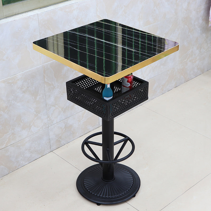 Industrial Wood Top Bistro Table Matte Finish Bar Table for Small Places Black-Gold Square Without Chairs Clearhalo 'Bar Furniture' 'Bar Tables' 'bar_tables' 'furn' 'furn_bar_tables' 'Furniture' 'Kitchen & Dining Furniture' 5737716