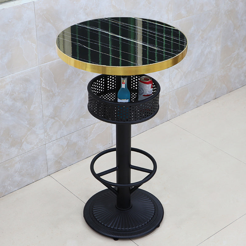 Industrial Wood Top Bistro Table Matte Finish Bar Table for Small Places Black-Gold Round Without Chairs Clearhalo 'Bar Furniture' 'Bar Tables' 'bar_tables' 'furn' 'furn_bar_tables' 'Furniture' 'Kitchen & Dining Furniture' 5737717