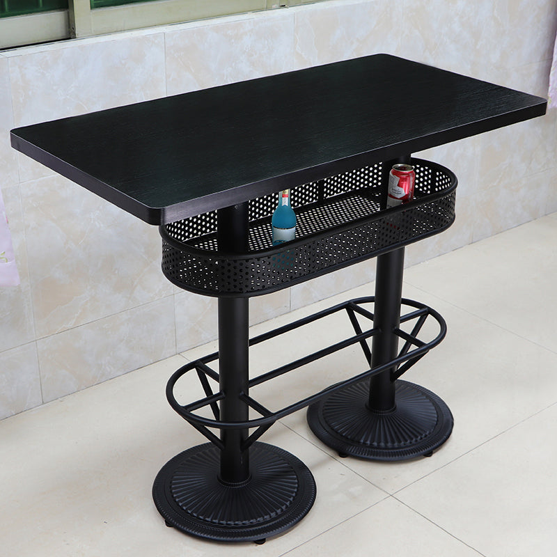 Industrial Wood Top Bistro Table Matte Finish Bar Table for Small Places Black Rectangular Without Chairs Clearhalo 'Bar Furniture' 'Bar Tables' 'bar_tables' 'furn' 'furn_bar_tables' 'Furniture' 'Kitchen & Dining Furniture' 5737722