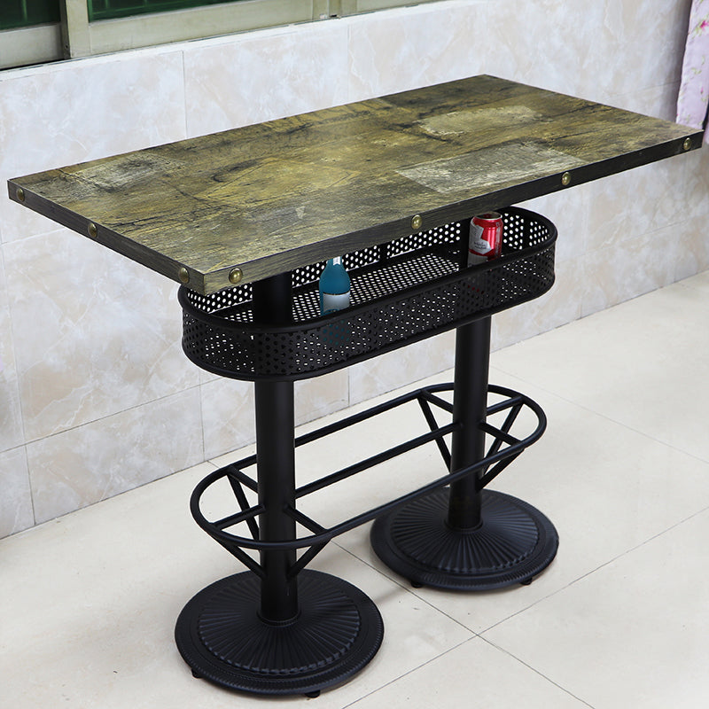 Industrial Wood Top Bistro Table Matte Finish Bar Table for Small Places Pewter Rectangular Without Chairs Clearhalo 'Bar Furniture' 'Bar Tables' 'bar_tables' 'furn' 'furn_bar_tables' 'Furniture' 'Kitchen & Dining Furniture' 5737724
