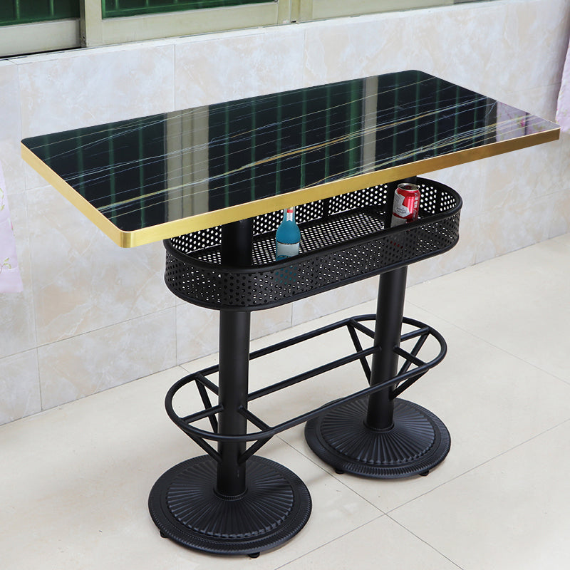 Industrial Wood Top Bistro Table Matte Finish Bar Table for Small Places Black-Gold Rectangular Without Chairs Clearhalo 'Bar Furniture' 'Bar Tables' 'bar_tables' 'furn' 'furn_bar_tables' 'Furniture' 'Kitchen & Dining Furniture' 5737725