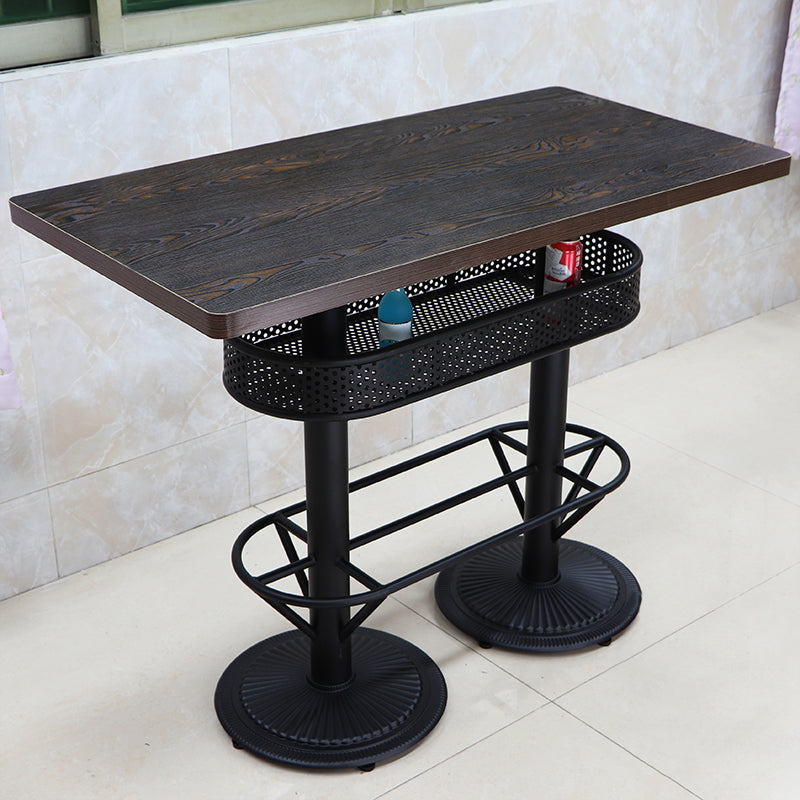 Industrial Wood Top Bistro Table Matte Finish Bar Table for Small Places Purple-Black Rectangular Without Chairs Clearhalo 'Bar Furniture' 'Bar Tables' 'bar_tables' 'furn' 'furn_bar_tables' 'Furniture' 'Kitchen & Dining Furniture' 5737726