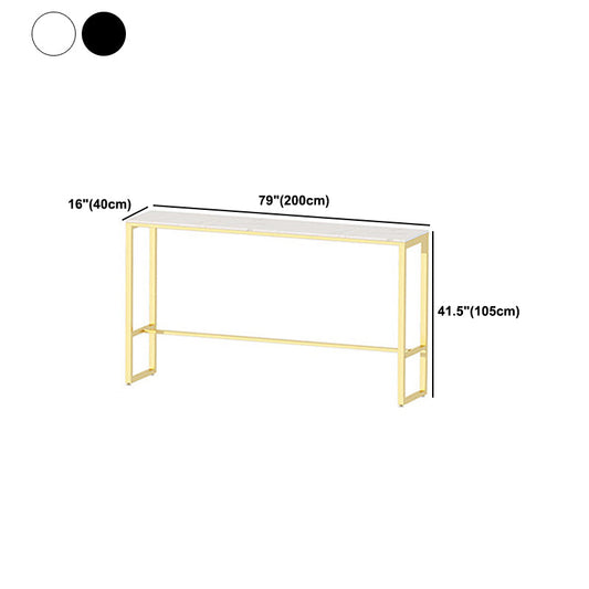 Tavolo da bar in marmo rettangolare tavolo da bistrot moderno con base di cavalletto in oro