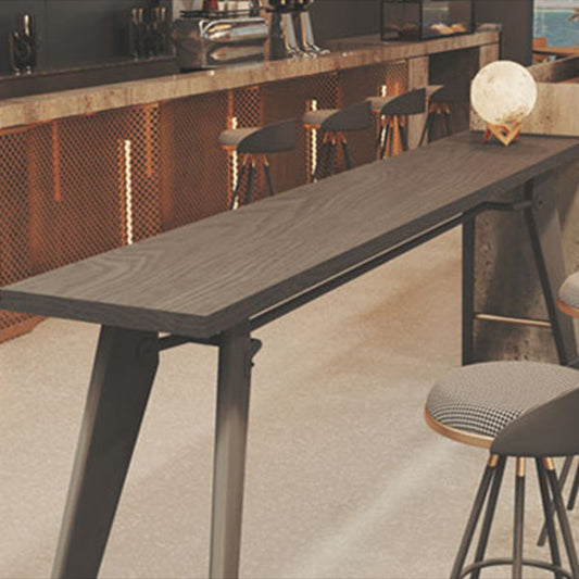 Tavolo da bar rettangolo glam tavolo da vino in legno massiccio con doppio piedistallo