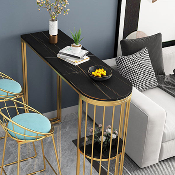 Tavolo da bar in stile glam in pietra doppia piedistallo tavolo da vino con deposito