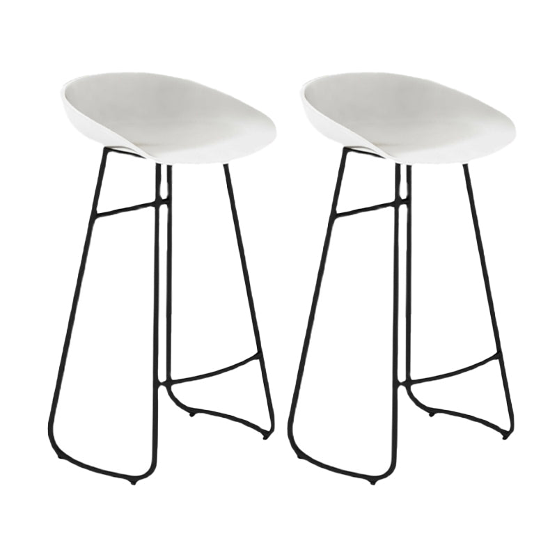 Modern Armless Backrest Counter Stool Iron Bar Stool with Acrylic Seat and Pedal for Cafe White 2 Piece Set Clearhalo 'Bar Furniture' 'Bar Stools' 'bar_stools' 'furn' 'furn_bar_stools' 'Furniture' 'Kitchen & Dining Furniture' 5738062