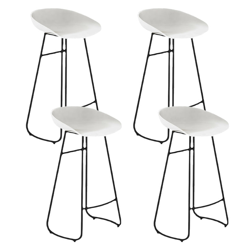 Modern Armless Backrest Counter Stool Iron Bar Stool with Acrylic Seat and Pedal for Cafe White 4 Piece Set Clearhalo 'Bar Furniture' 'Bar Stools' 'bar_stools' 'furn' 'furn_bar_stools' 'Furniture' 'Kitchen & Dining Furniture' 5738064