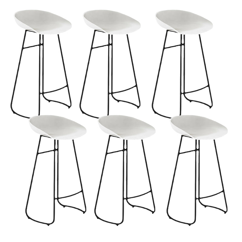 Modern Armless Backrest Counter Stool Iron Bar Stool with Acrylic Seat and Pedal for Cafe White 6 Piece Set Clearhalo 'Bar Furniture' 'Bar Stools' 'bar_stools' 'furn' 'furn_bar_stools' 'Furniture' 'Kitchen & Dining Furniture' 5738066