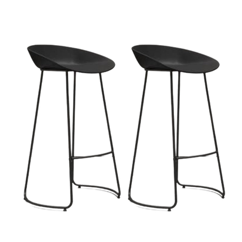 Modern Armless Backrest Counter Stool Iron Bar Stool with Acrylic Seat and Pedal for Cafe Black 2 Piece Set Clearhalo 'Bar Furniture' 'Bar Stools' 'bar_stools' 'furn' 'furn_bar_stools' 'Furniture' 'Kitchen & Dining Furniture' 5738073