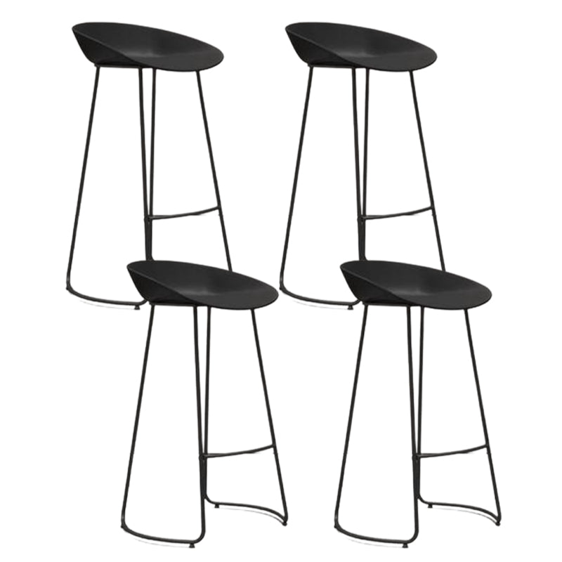 Modern Armless Backrest Counter Stool Iron Bar Stool with Acrylic Seat and Pedal for Cafe Black 4 Piece Set Clearhalo 'Bar Furniture' 'Bar Stools' 'bar_stools' 'furn' 'furn_bar_stools' 'Furniture' 'Kitchen & Dining Furniture' 5738074