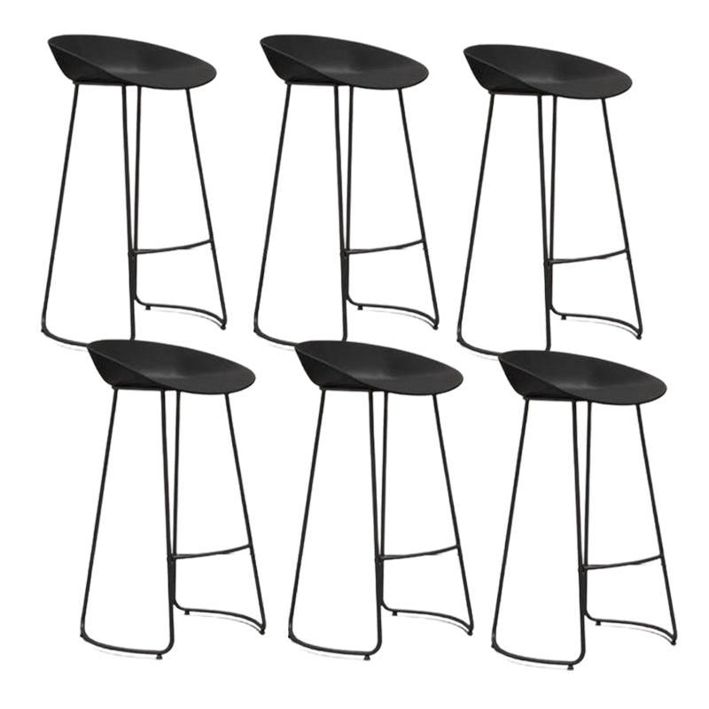 Modern Armless Backrest Counter Stool Iron Bar Stool with Acrylic Seat and Pedal for Cafe Black 6 Piece Set Clearhalo 'Bar Furniture' 'Bar Stools' 'bar_stools' 'furn' 'furn_bar_stools' 'Furniture' 'Kitchen & Dining Furniture' 5738077