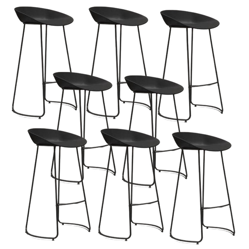 Modern Armless Backrest Counter Stool Iron Bar Stool with Acrylic Seat and Pedal for Cafe Black 8 Piece Set Clearhalo 'Bar Furniture' 'Bar Stools' 'bar_stools' 'furn' 'furn_bar_stools' 'Furniture' 'Kitchen & Dining Furniture' 5738078