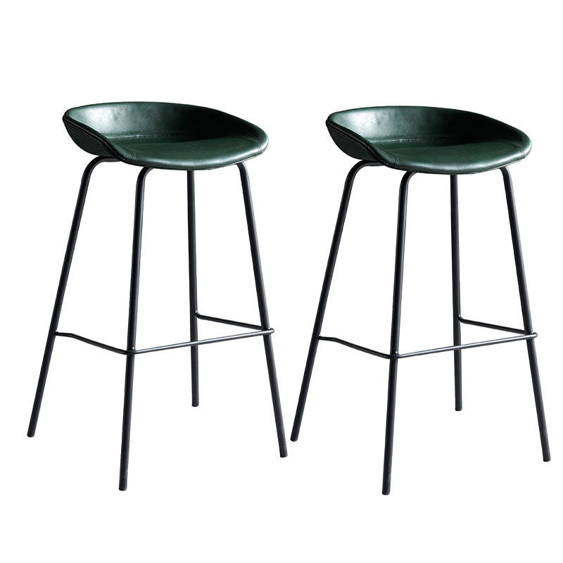 Contemporary Metal Barstool Leather Fabric Counter Stool with 4 Legs