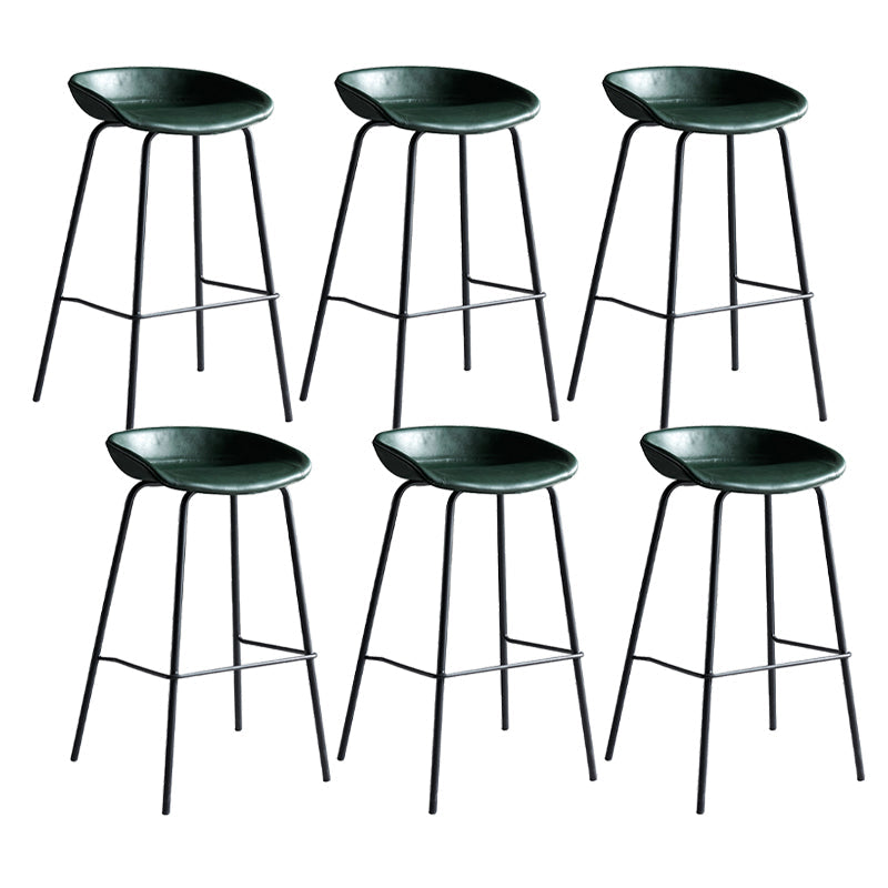 Contemporary Metal Barstool Leather Fabric Counter Stool with 4 Legs