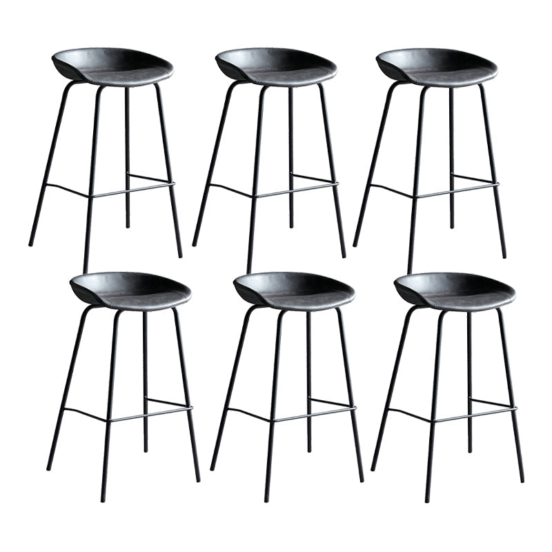 Contemporary Metal Barstool Leather Fabric Counter Stool with 4 Legs