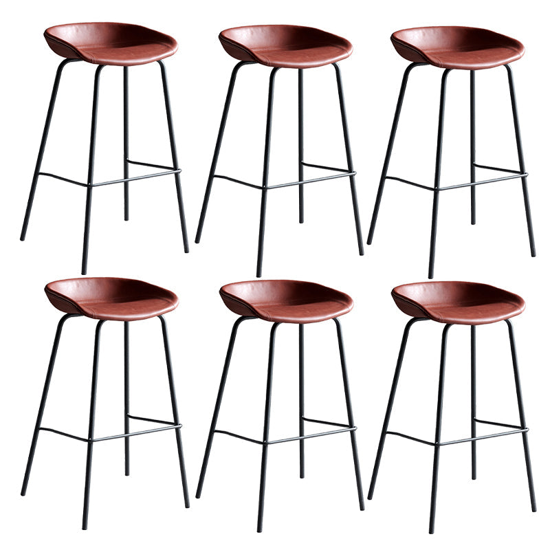 Contemporary Metal Barstool Leather Fabric Counter Stool with 4 Legs