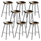 Contemporary Metal Barstool Leather Fabric Counter Stool with 4 Legs