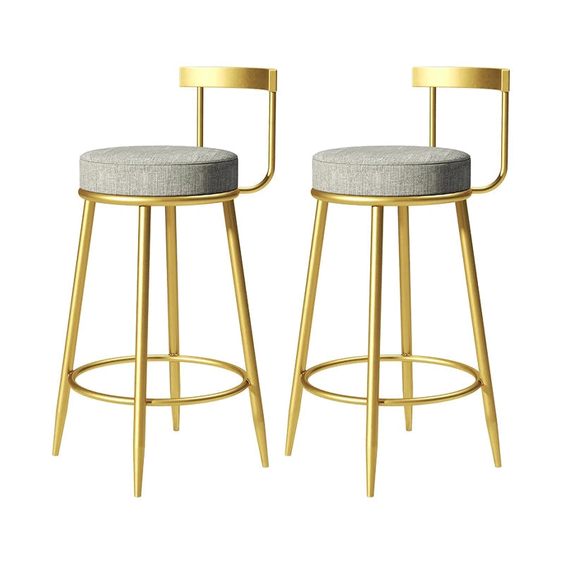 Glam Armless Backrest Counter Stoo Iron Bar Stool with Cushion and Pedal for Kitchen