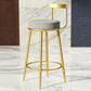 Glam Armless Backrest Counter Stoo Iron Bar Stool with Cushion and Pedal for Kitchen