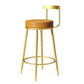 Glam Armless Backrest Counter Stoo Iron Bar Stool with Cushion and Pedal for Kitchen