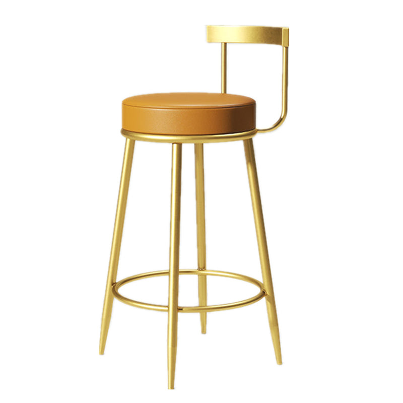 Glam Armless Backrest Counter Stoo Iron Bar Stool with Cushion and Pedal for Kitchen