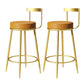 Glam Armless Backrest Counter Stoo Iron Bar Stool with Cushion and Pedal for Kitchen