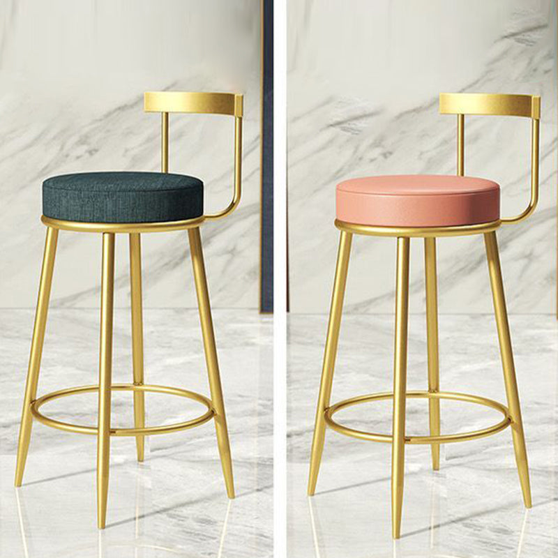 Glam Armless Backrest Counter Stoo Iron Bar Stool with Cushion and Pedal for Kitchen