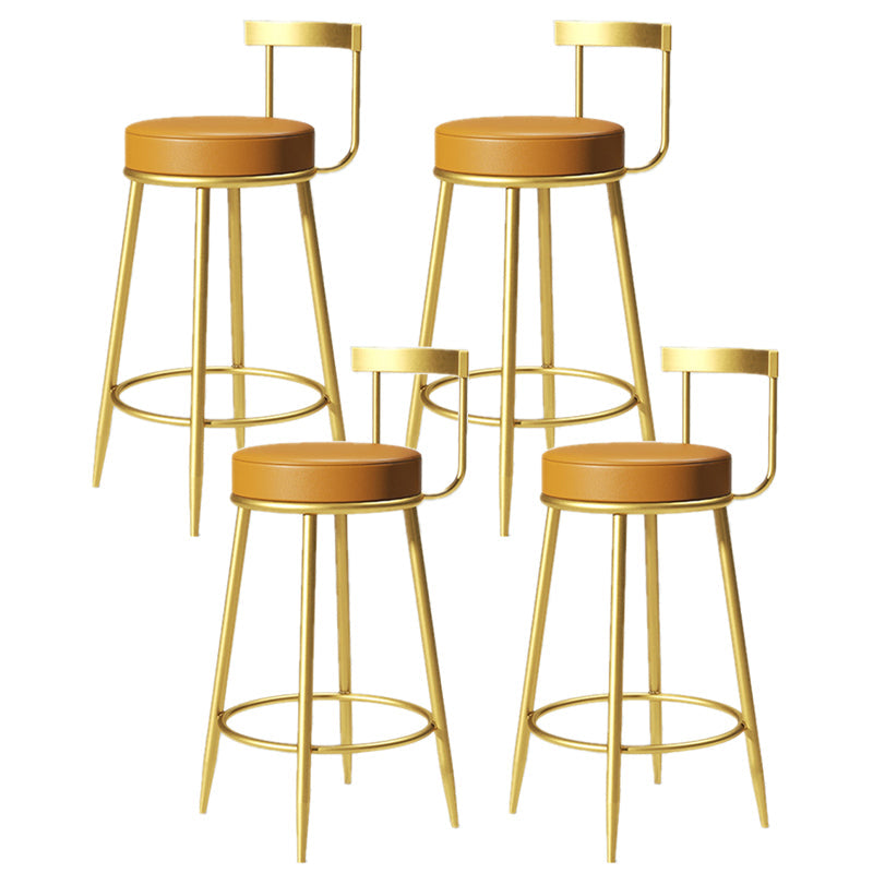 Glam Armless Backrest Counter Stoo Iron Bar Stool with Cushion and Pedal for Kitchen