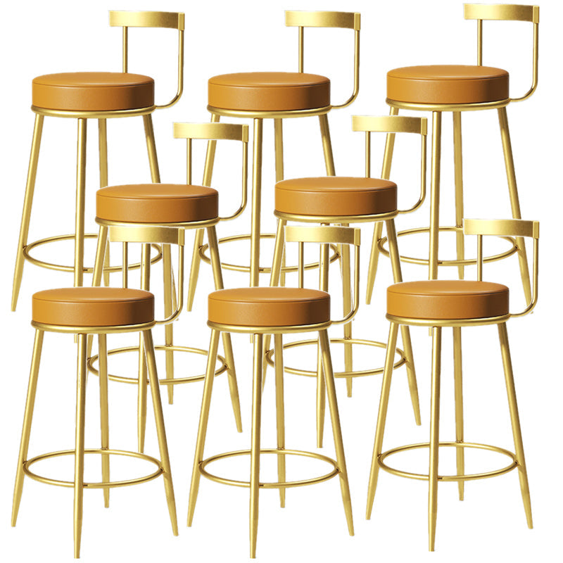 Glam Armless Backrest Counter Stoo Iron Bar Stool with Cushion and Pedal for Kitchen