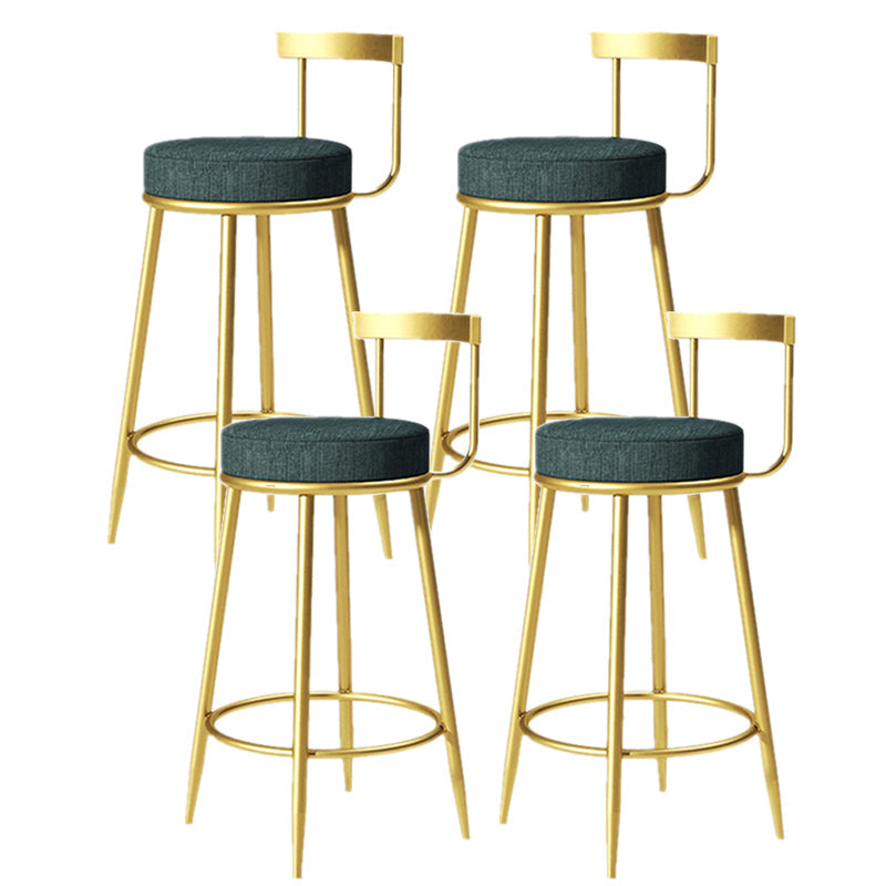 Glam Armless Backrest Counter Stoo Iron Bar Stool with Cushion and Pedal for Kitchen