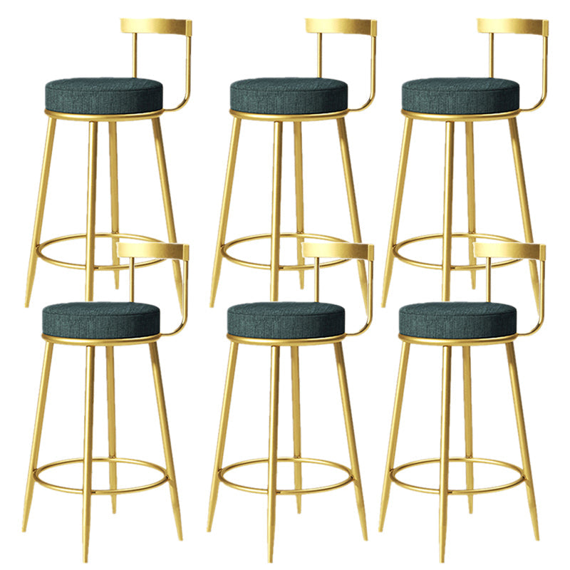 Glam Armless Backrest Counter Stoo Iron Bar Stool with Cushion and Pedal for Kitchen