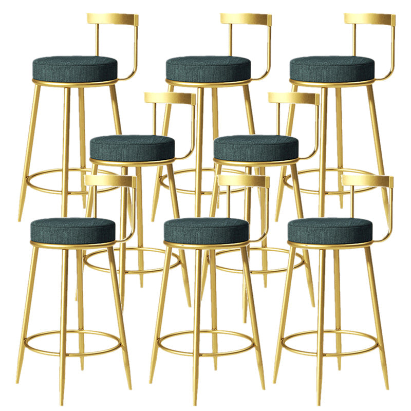 Glam Armless Backrest Counter Stoo Iron Bar Stool with Cushion and Pedal for Kitchen